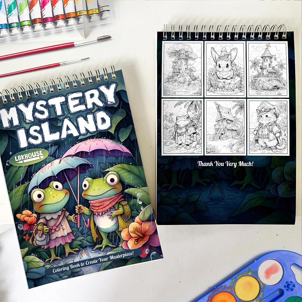 LBKHOUSE Mystery Island Spiral Coloring Book for Adult