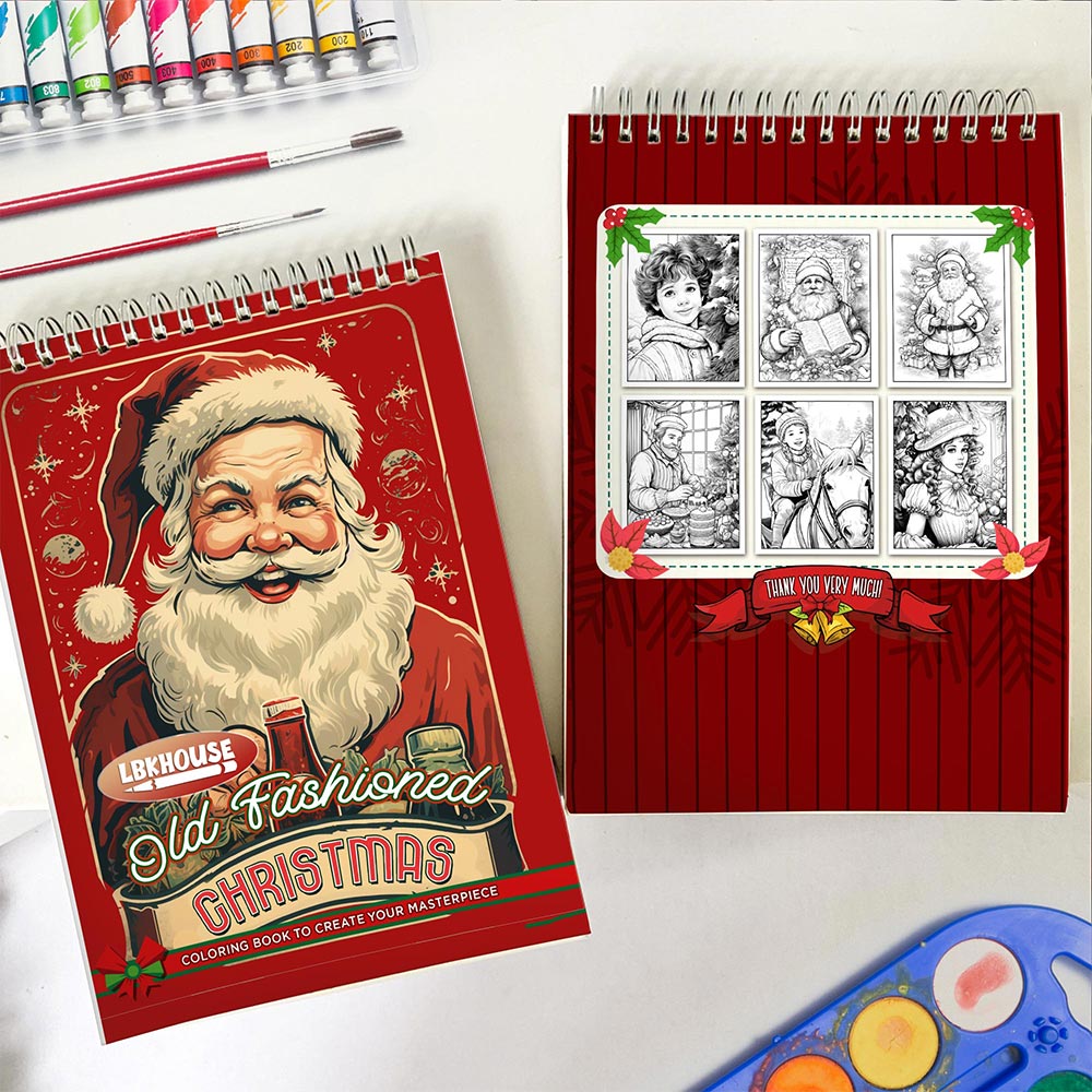 LBKHOUSE Old Fashioned Christmas Spiral Coloring Book for Adult