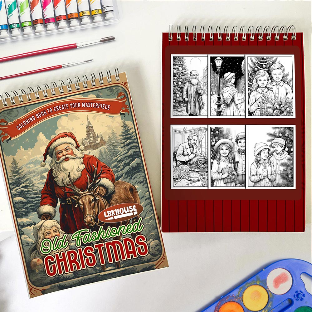 LBKHOUSE Old Fashioned Christmas Spiral Coloring Book for Adult
