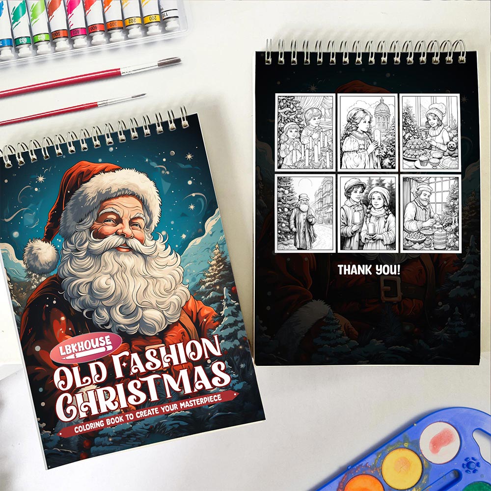LBKHOUSE Old Fashioned Christmas Spiral Coloring Book for Adult