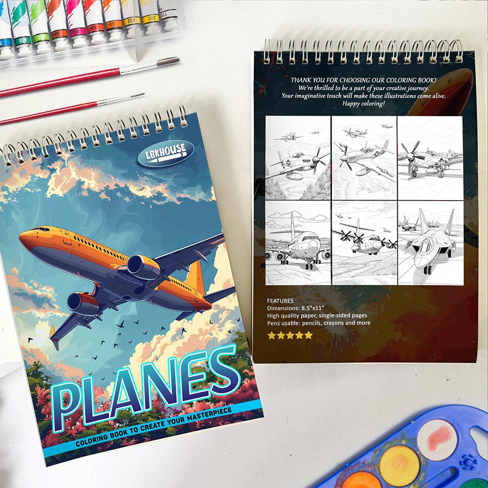 LBKHOUSE Planes Spiral Coloring Book for Adults