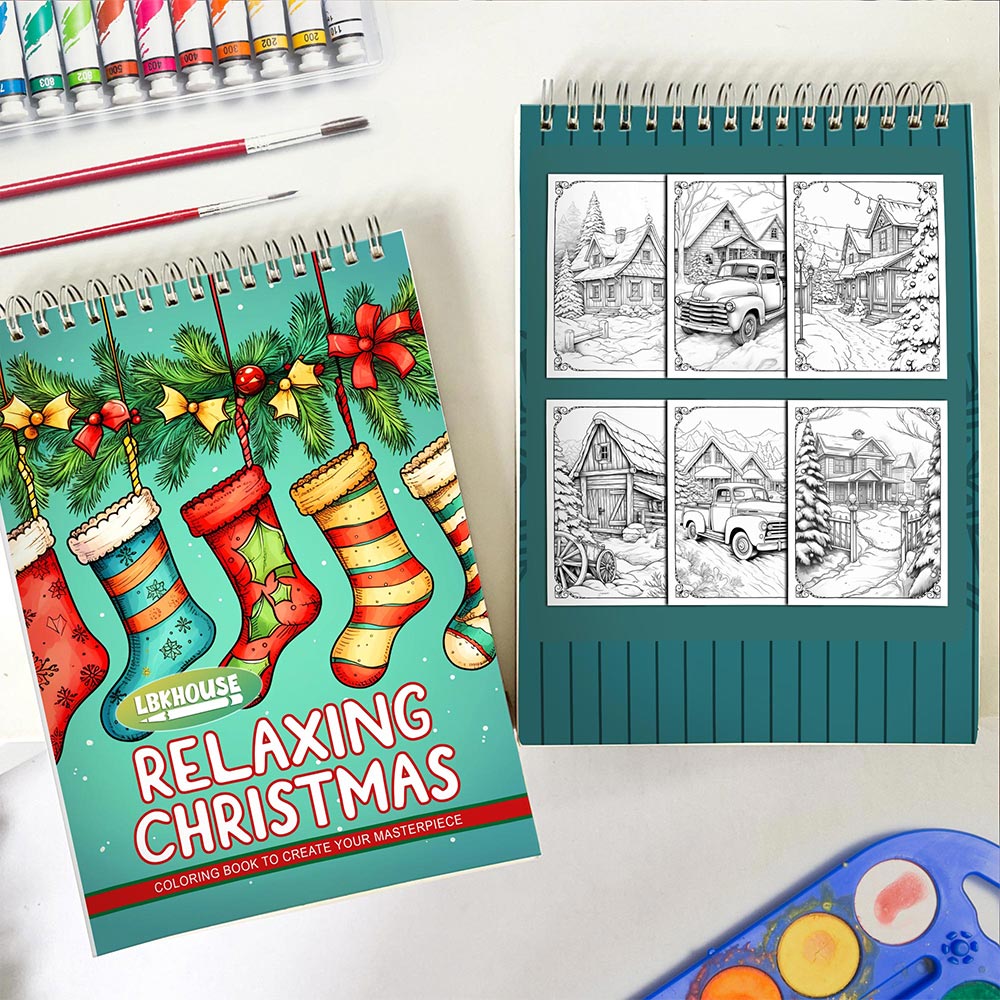 LBKHOUSE Relaxing Christmas Spiral Coloring Book for Adult