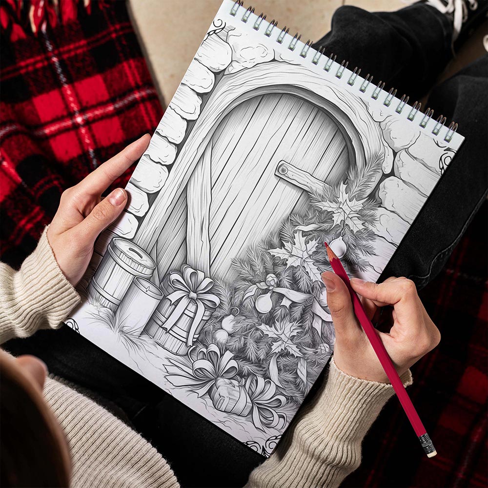 LBKHOUSE Relaxing Christmas Spiral Bound Coloring Book for Adult