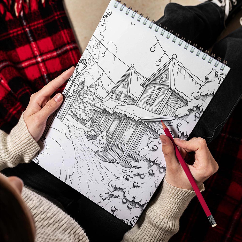 LBKHOUSE Relaxing Christmas Spiral Bound Coloring Book for Adult