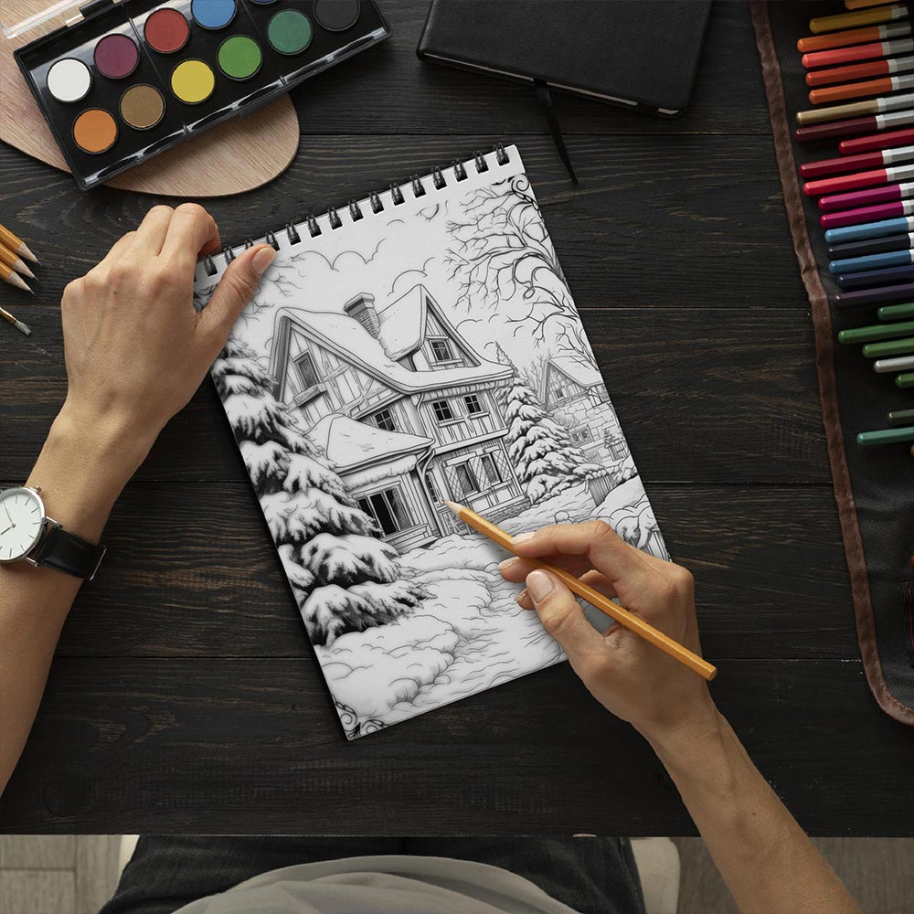 LBKHOUSE Relaxing Christmas Coloring Book Spiral Bound for Adult