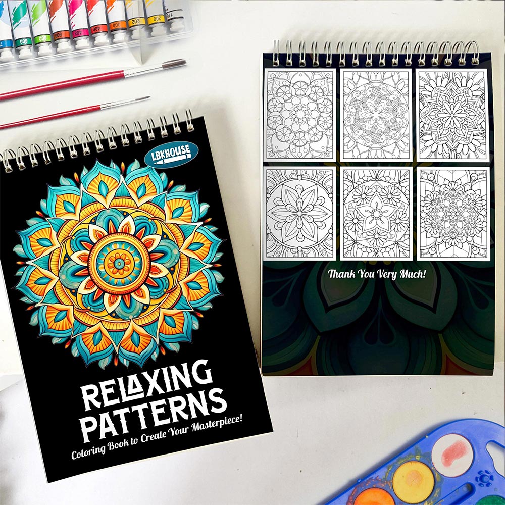 LBKHOUSE Relaxing Patterns Spiral Coloring Book for Adult