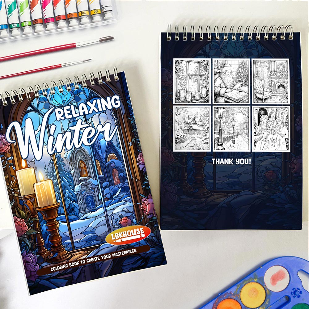 LBKHOUSE Relaxing Winter Spiral Coloring Book for Adult