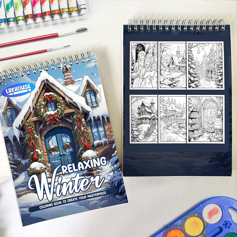 LBKHOUSE Relaxing Winter Spiral Coloring Book for Adult