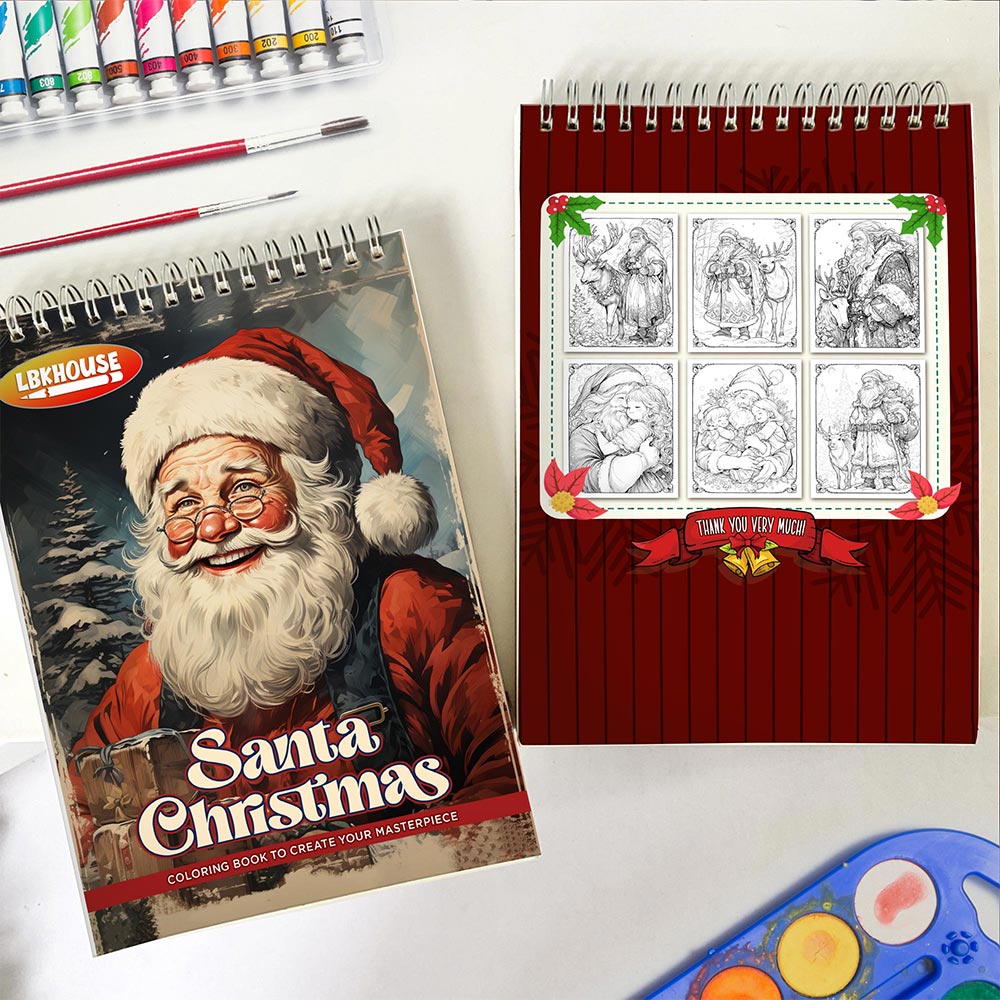 LBKHOUSE Santa Christmas Spiral Coloring Book for Adult