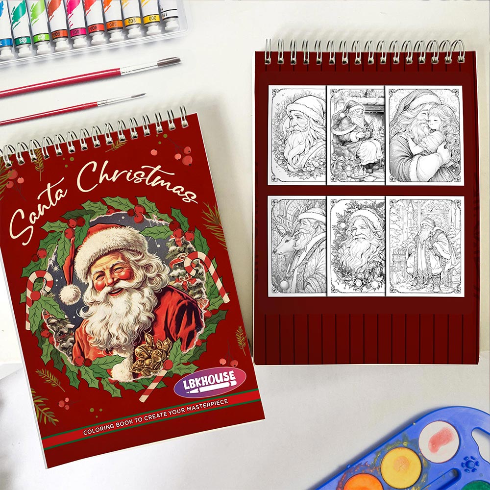 LBKHOUSE Santa Christmas Spiral Coloring Book for Adult