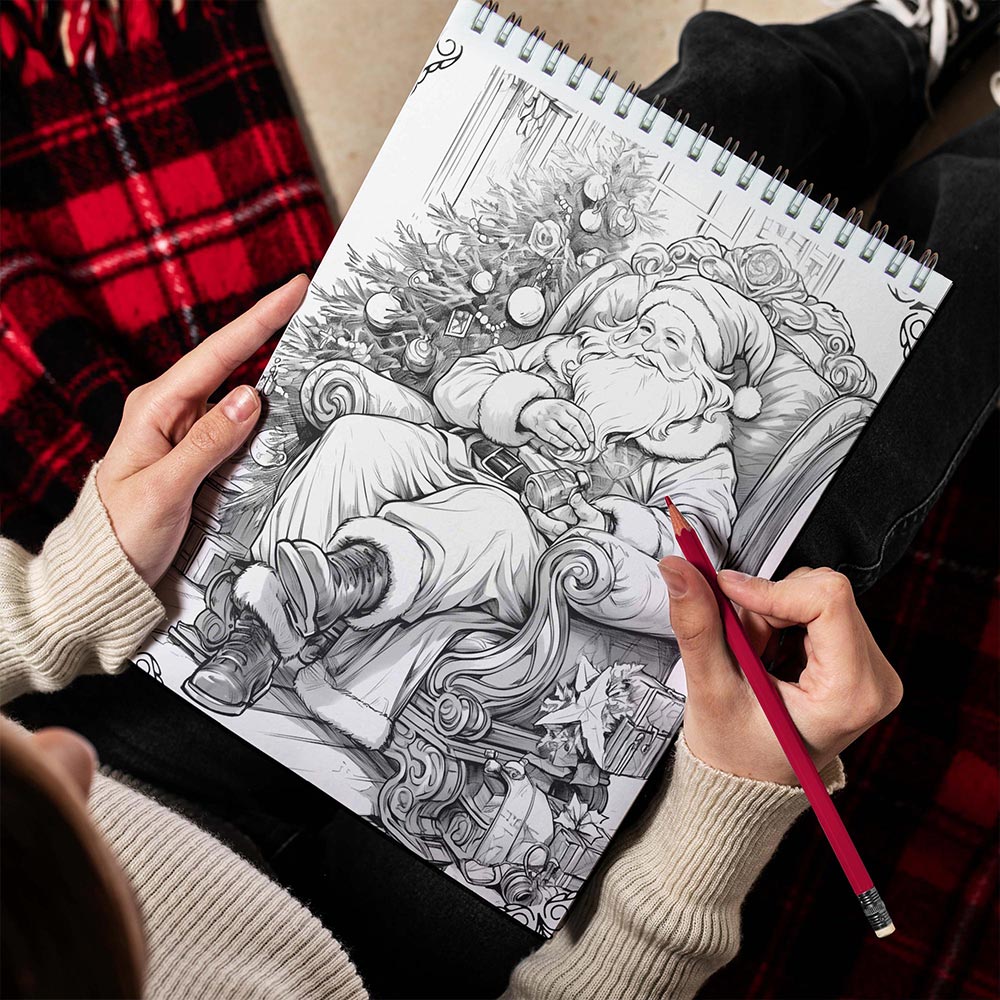 LBKHOUSE Santa Christmas Spiral Bound Coloring Book for Adult