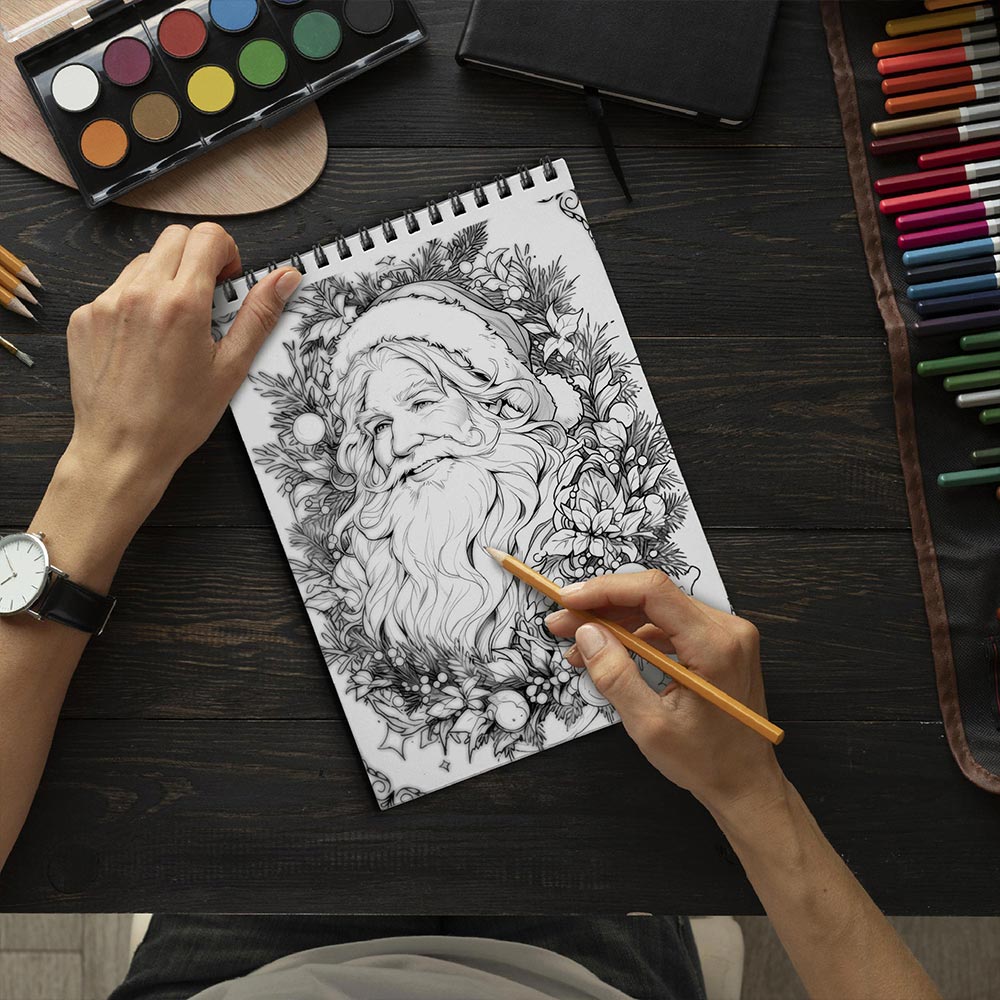 LBKHOUSE Santa Christmas Coloring Book Spiral Bound for Adult