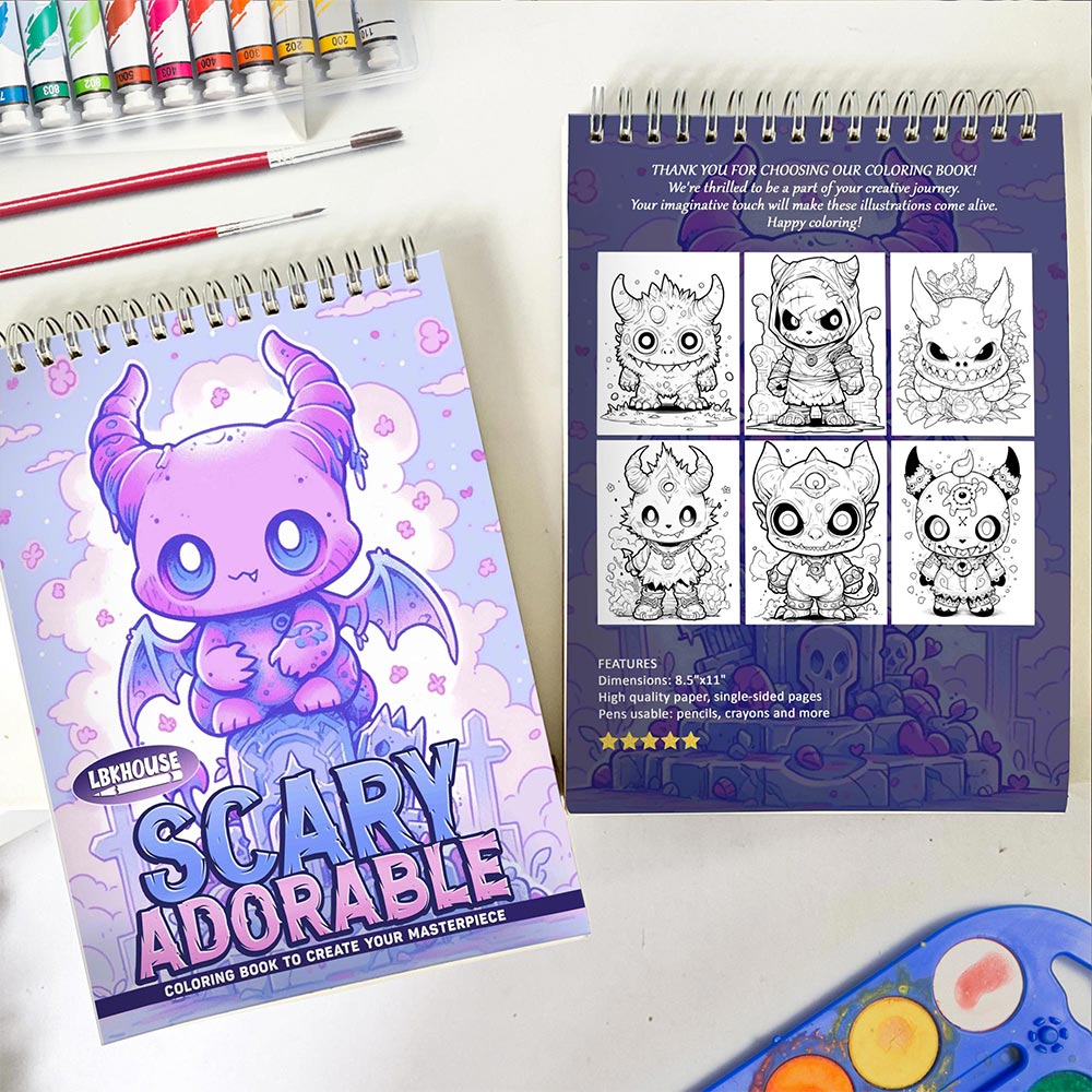 LBKHOUSE Scary Adorable Spiral Coloring Book for Adult