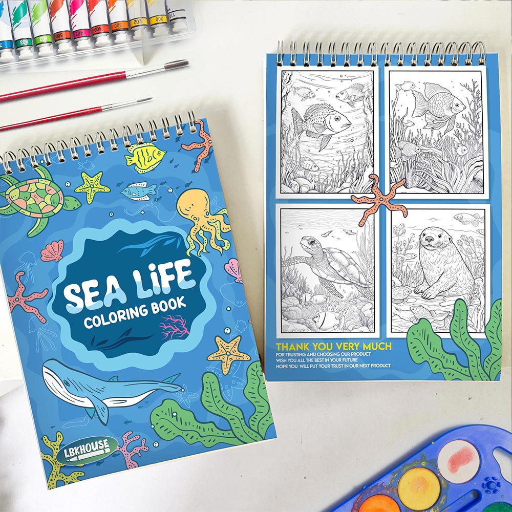 LBKHOUSE Sea Life Spiral Coloring Book for Adult