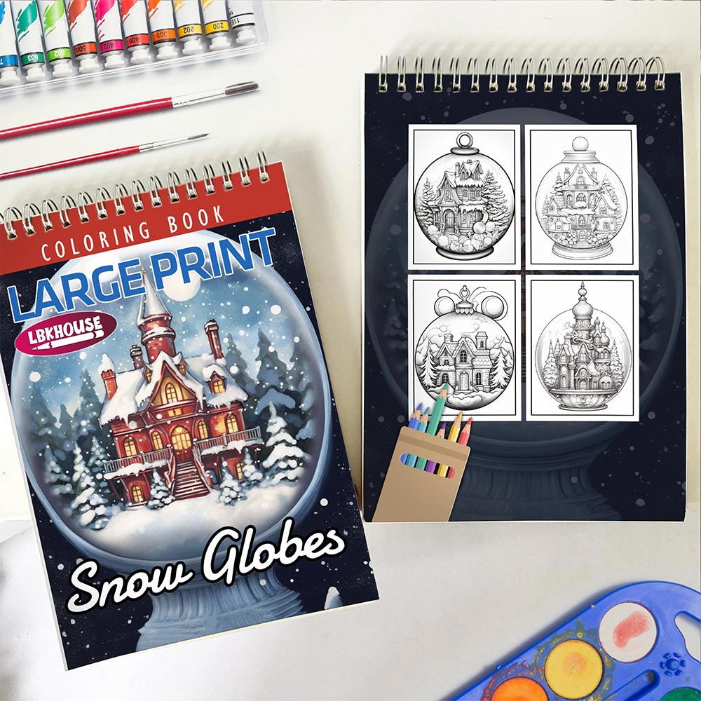 LBKHOUSE Snow globe Spiral Coloring Book for Adults