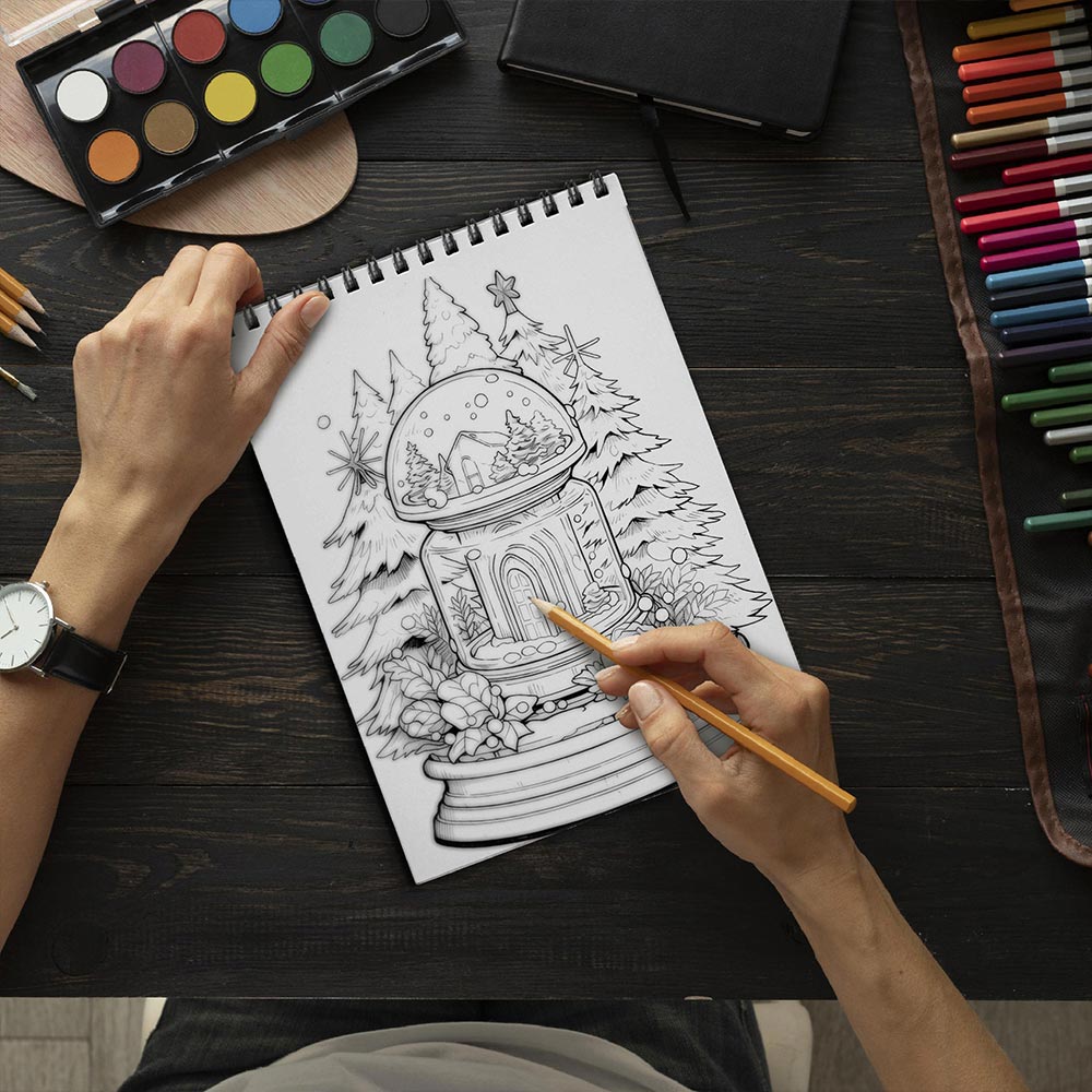 LBKHOUSE Snow globe Coloring Book Spiral Bound for Adults