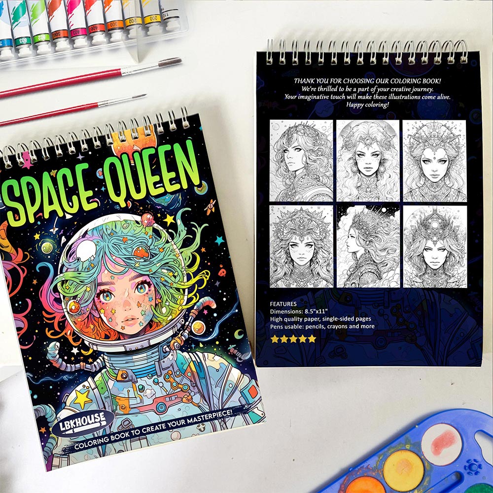 LBKHOUSE Space Queen Spiral Coloring Book for Adult