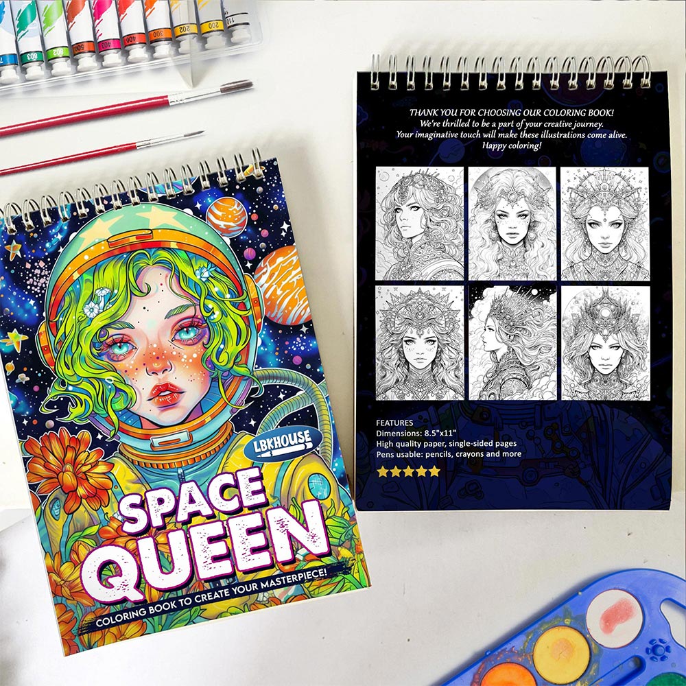 LBKHOUSE Space Queen Spiral Coloring Book for Adults