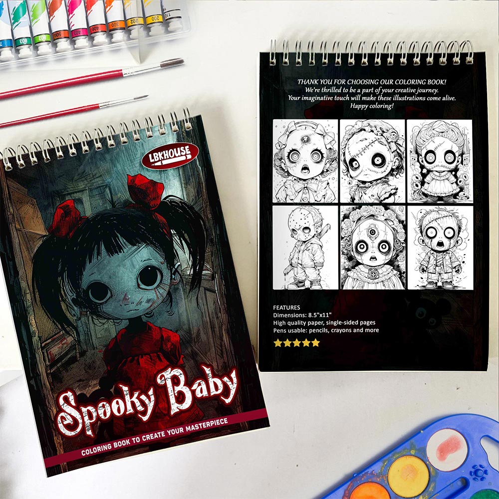 LBKHOUSE Spooky Baby Spiral Coloring Book for Adult