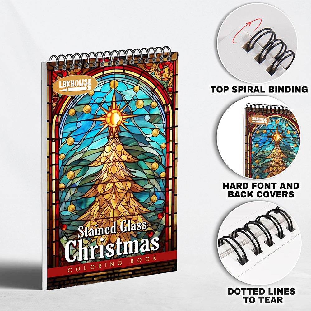 LBKHOUSE Stained Glass Christmas Coloring Pages for Adults
