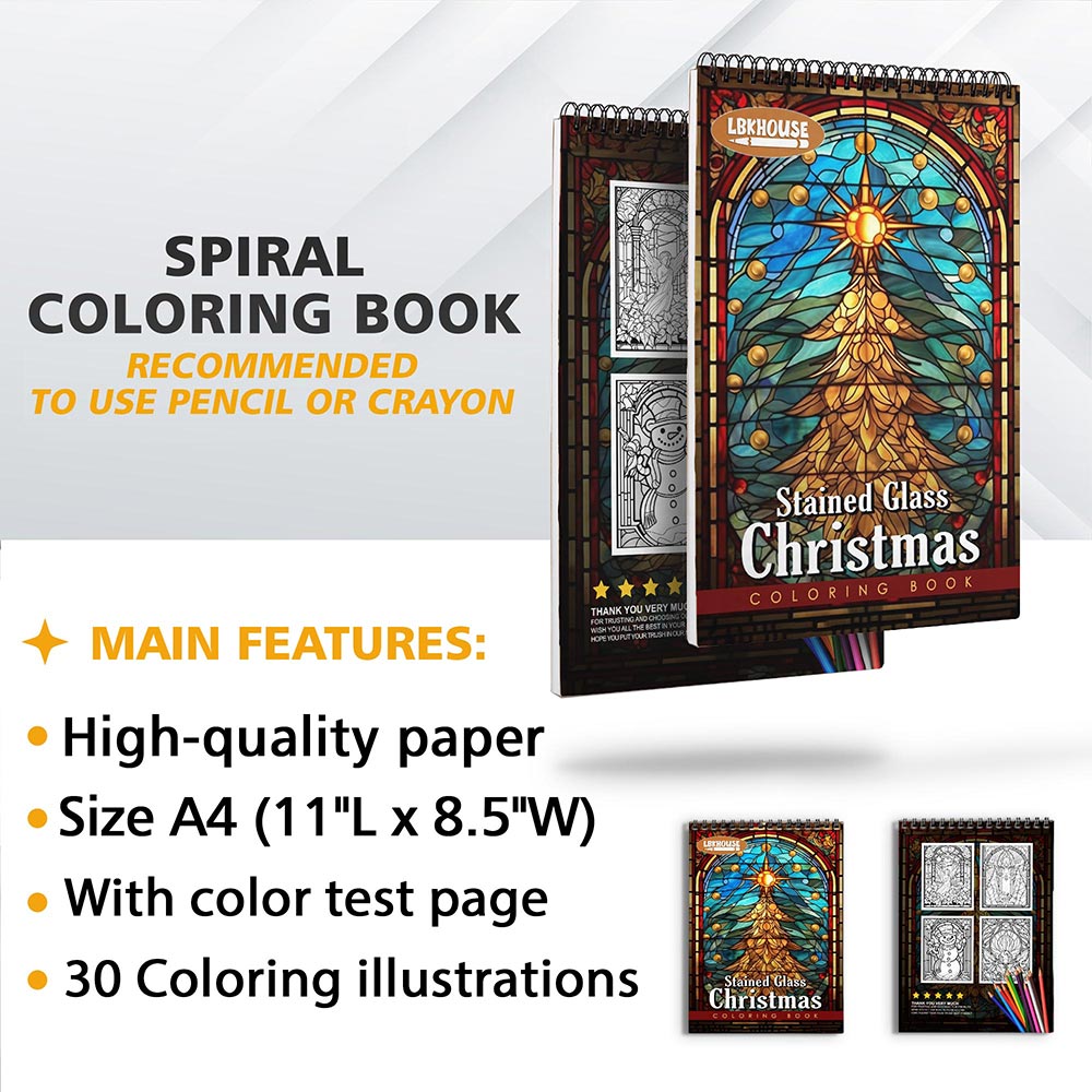 LBKHOUSE Stained Glass Christmas Coloring Sheets for Adults