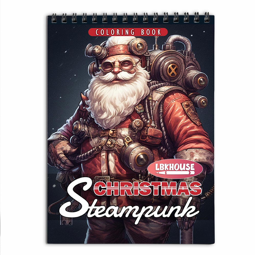 LBKHOUSE Steampunk Christmas Coloring Book for Adults