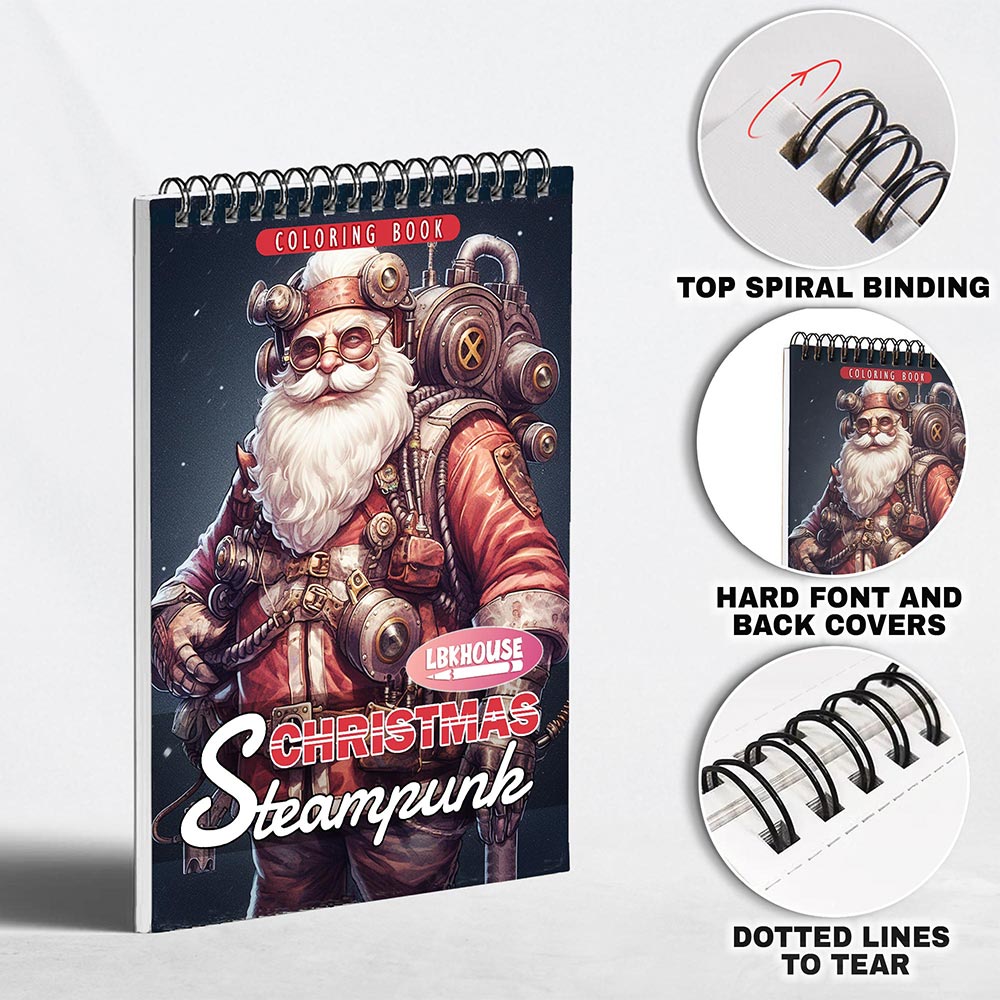 LBKHOUSE Steampunk Christmas Coloring Pages for Adults