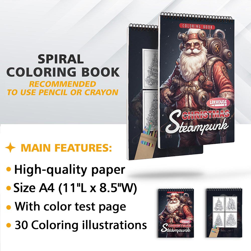LBKHOUSE Steampunk Christmas Coloring Sheets for Adults