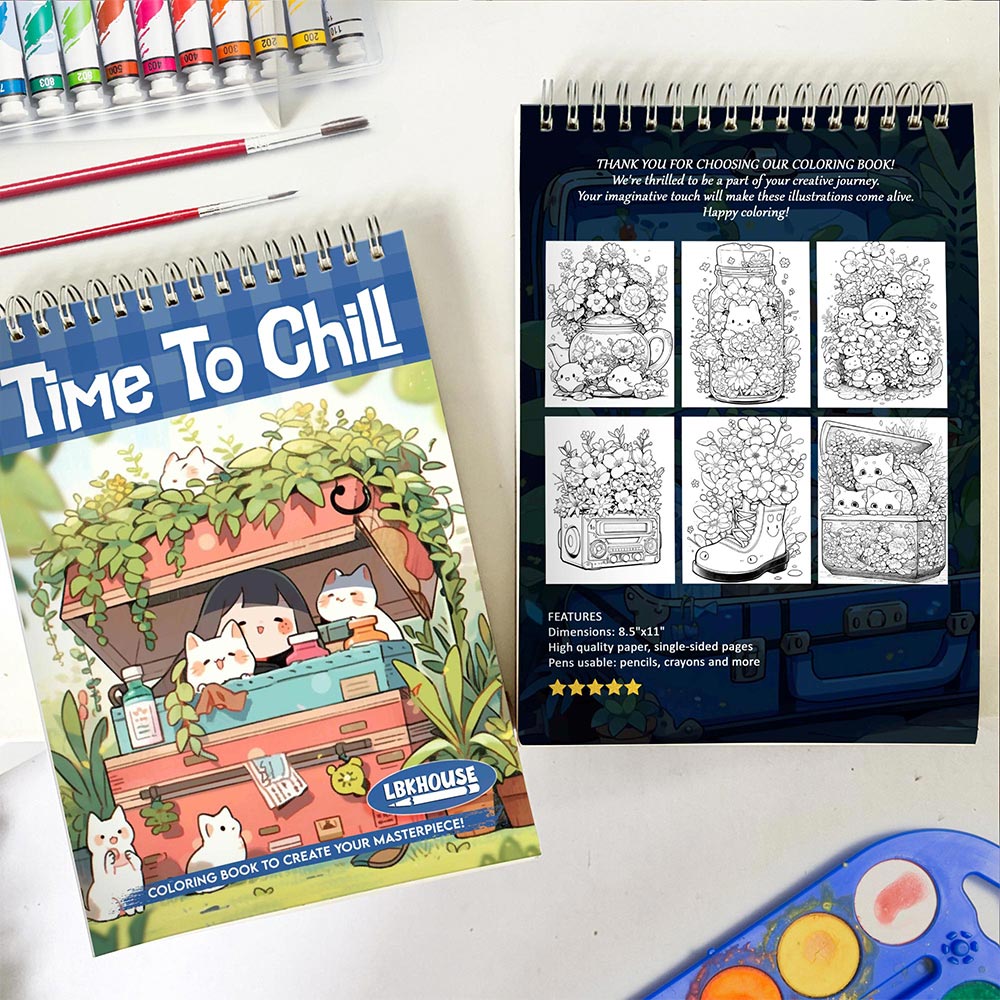 LBKHOUSE Time To Chill Spiral Coloring Book for Adult