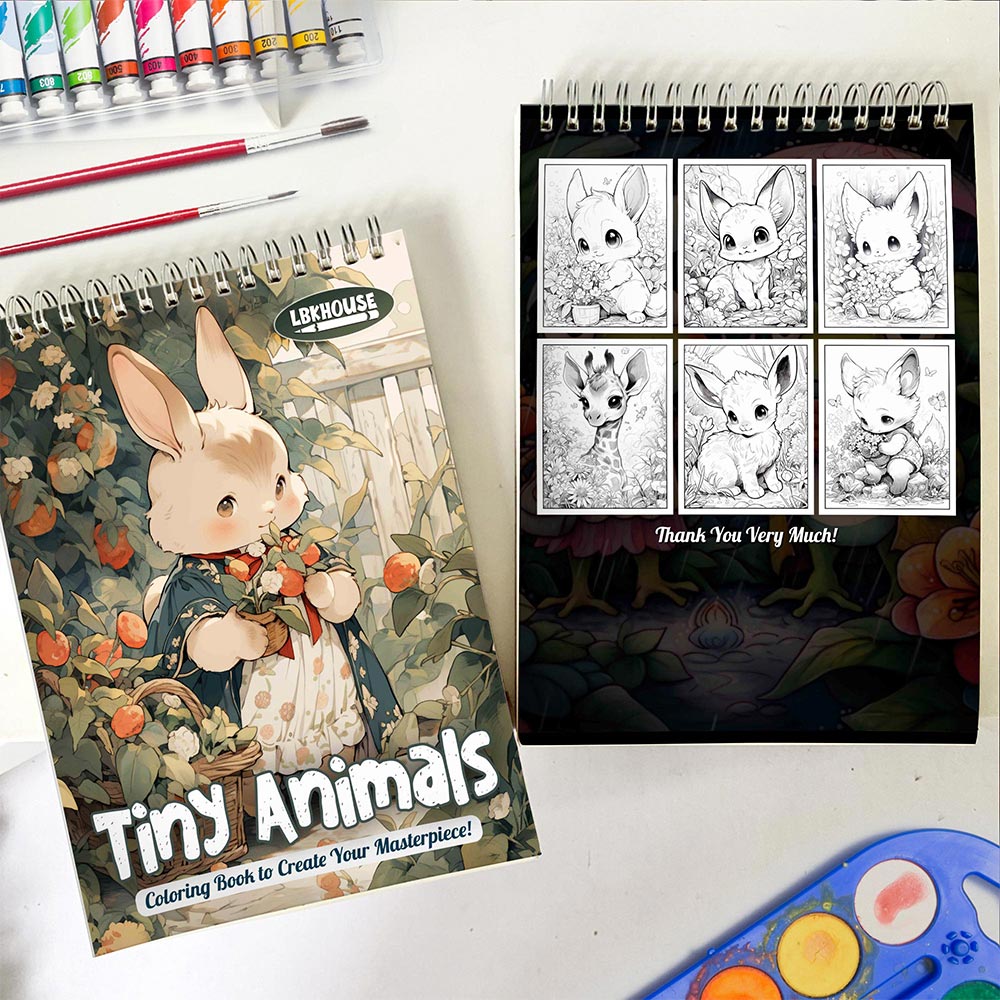 LBKHOUSE Tiny Animals Spiral Coloring Book for Adult