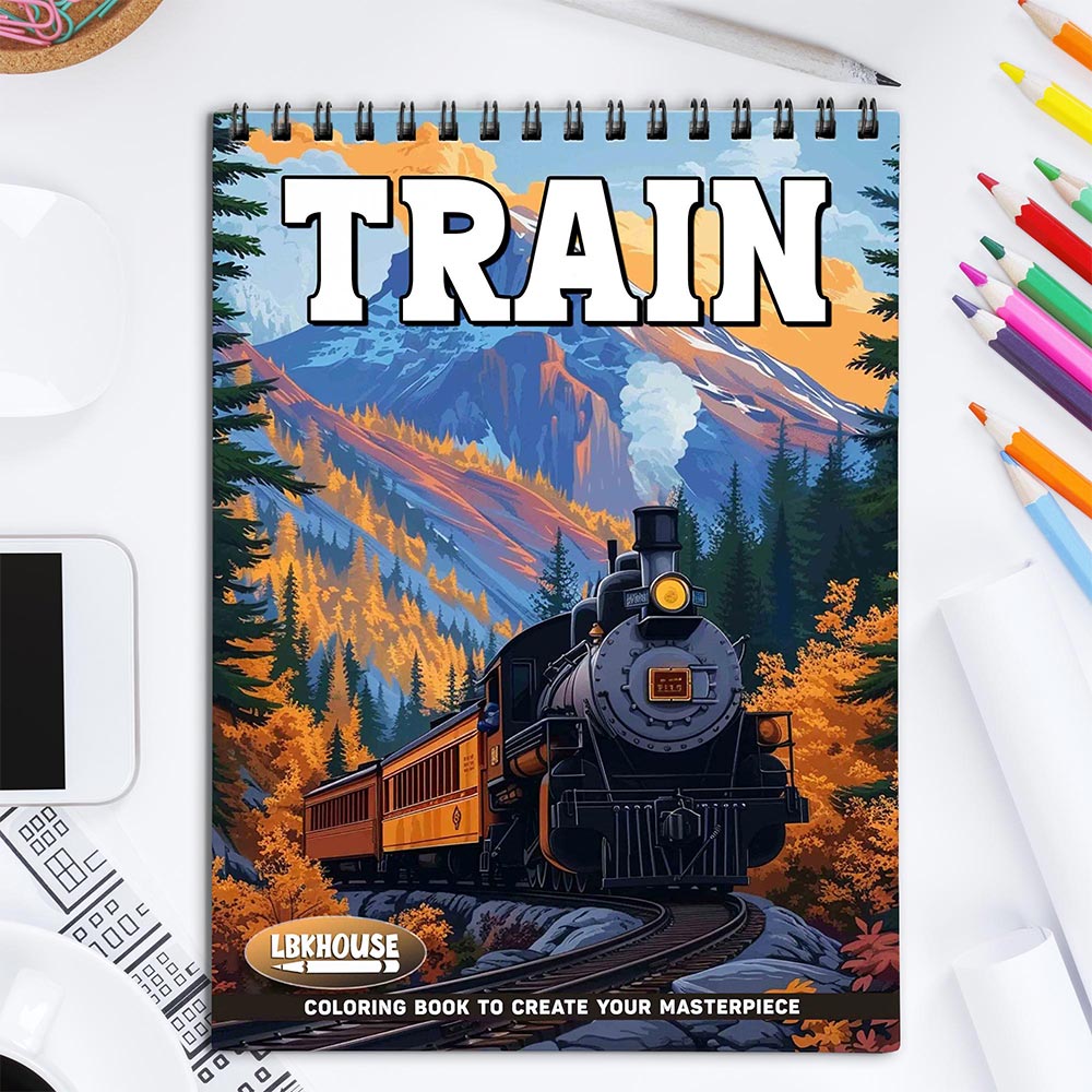 LBKHOUSE Train Coloring Book for Adults