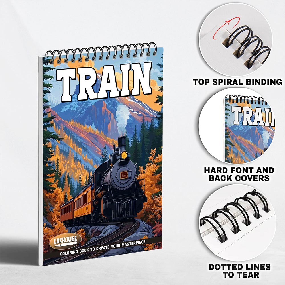 LBKHOUSE Train Coloring Pages for Adults