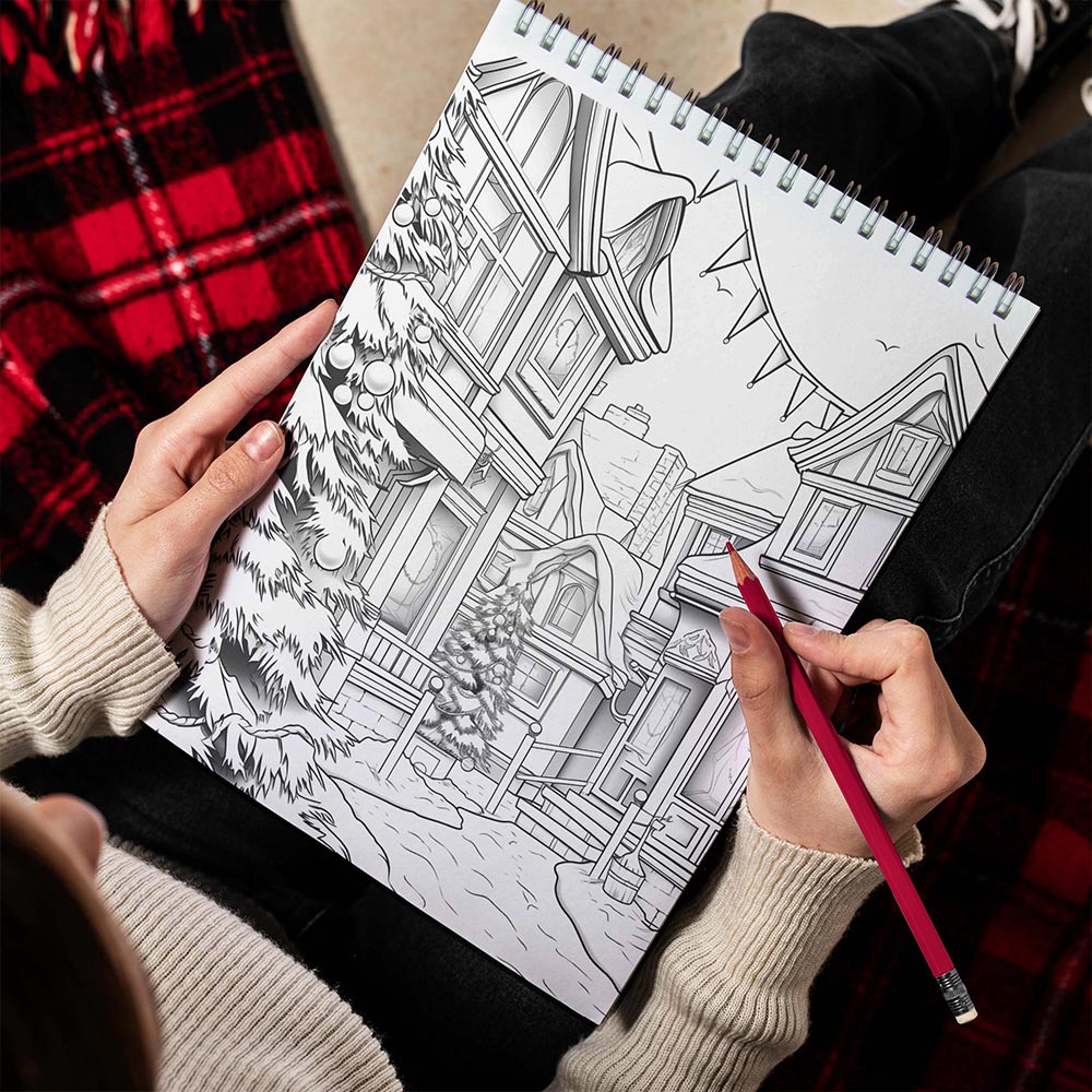LBKHOUSE Vintage Christmas Spiral Bound Coloring Book for Adults