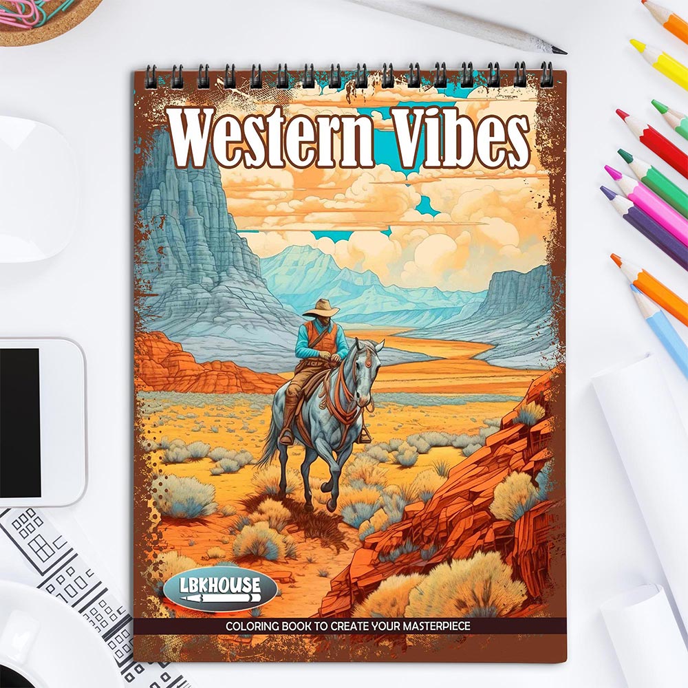 LBKHOUSE Western Vibes Coloring Book for Adult
