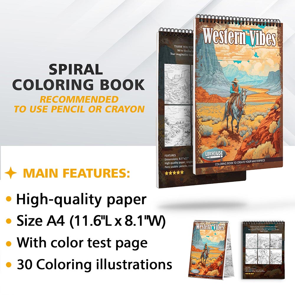 LBKHOUSE Western Vibes Coloring Sheets for Adult