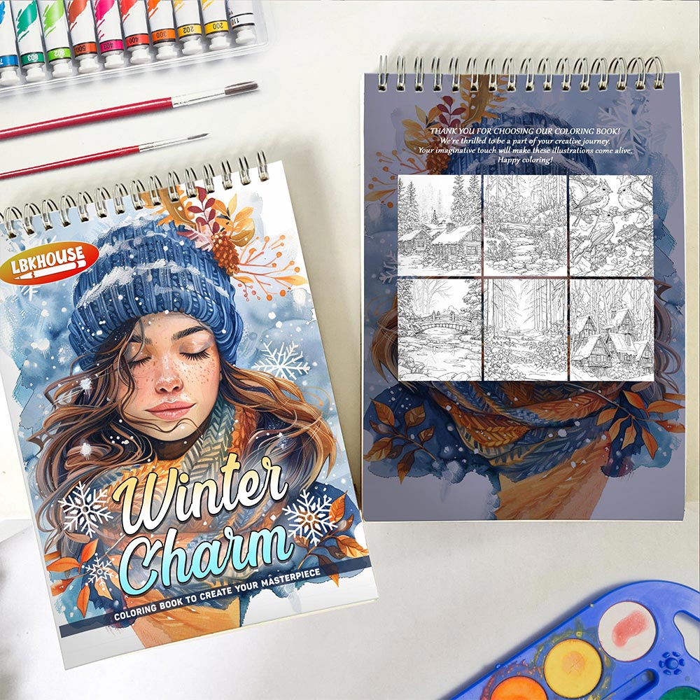 LBKHOUSE Winter Charm Spiral Coloring Book For Adults