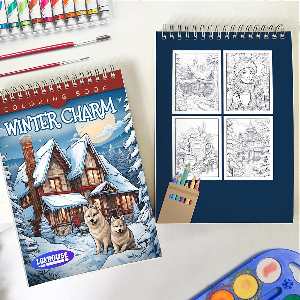 LBKHOUSE Winter Charm Spiral Coloring Book For Adults