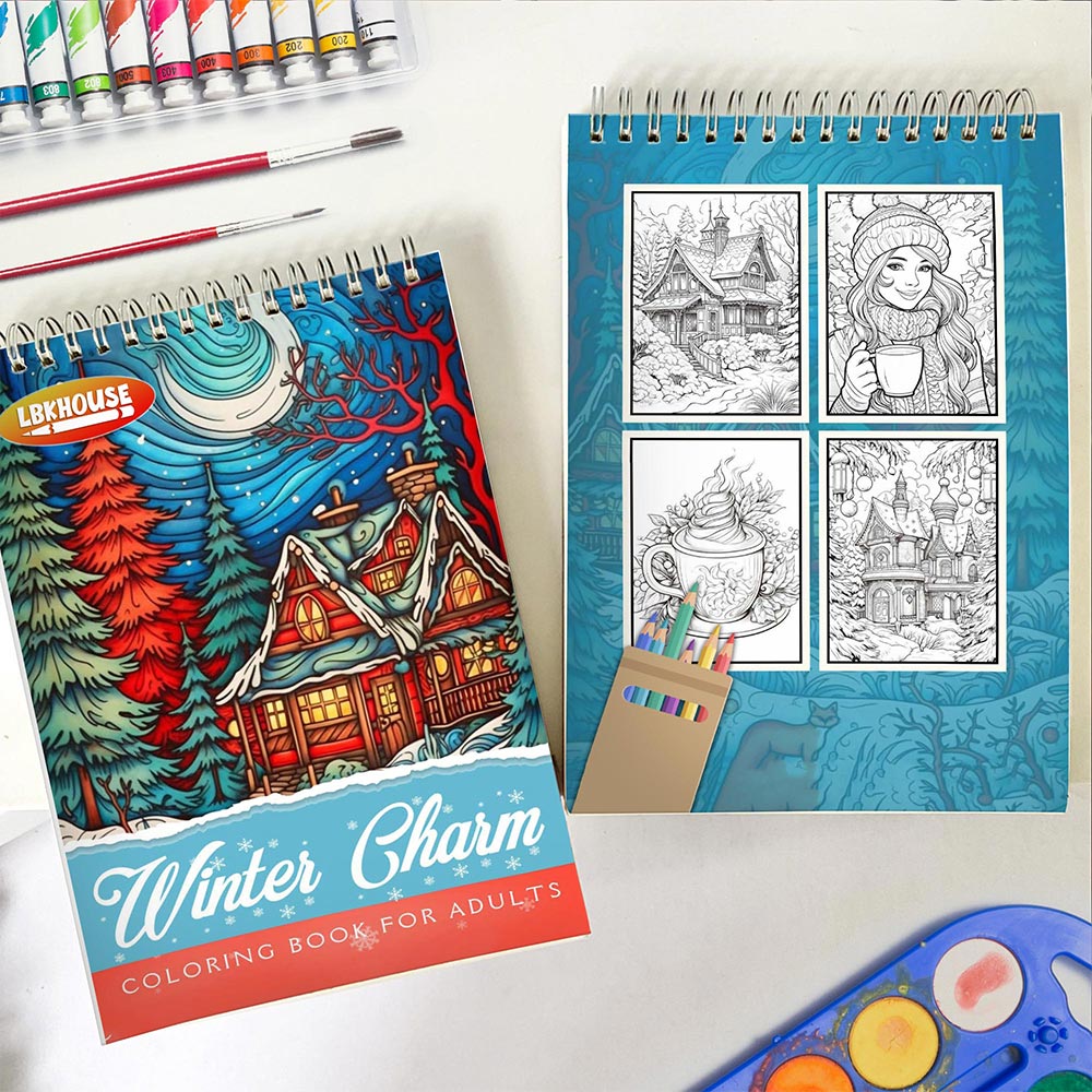 LBKHOUSE Winter Charm Spiral Coloring Book For Adults