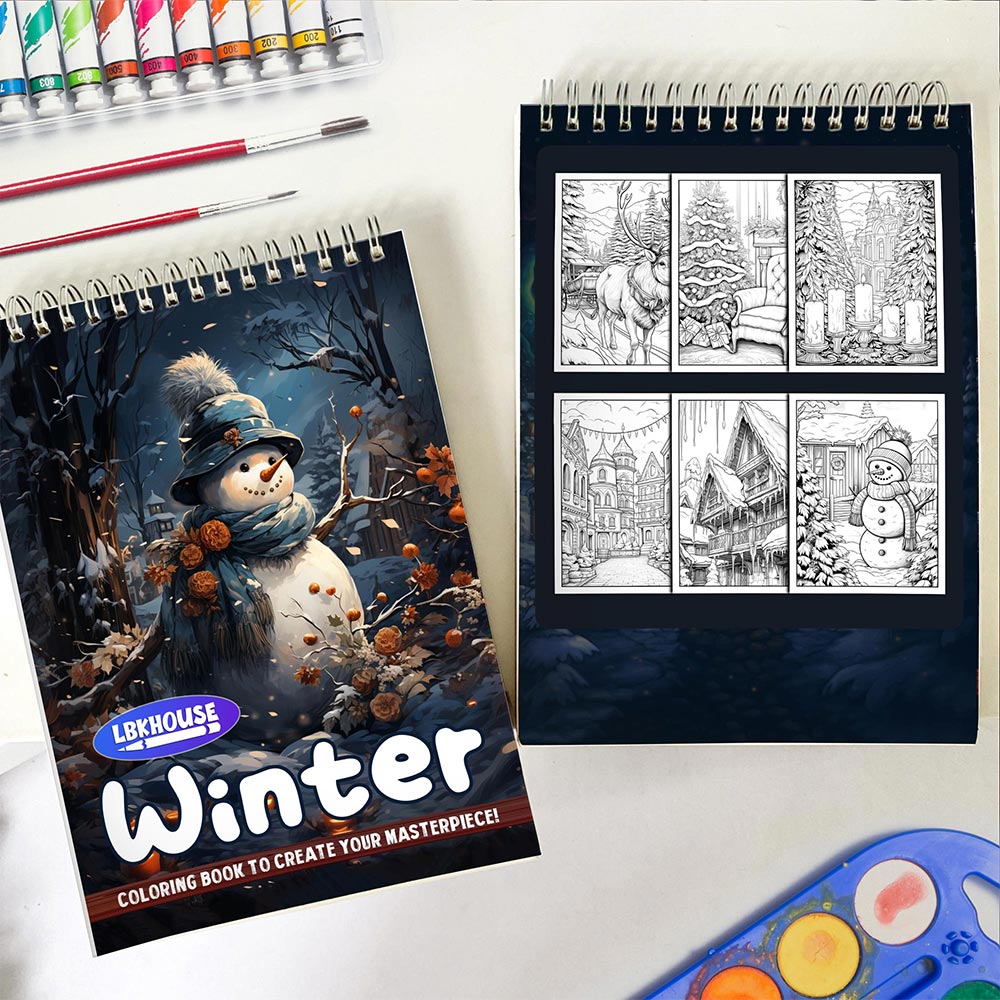 LBKHOUSE Winter Spiral Coloring Book for Adults