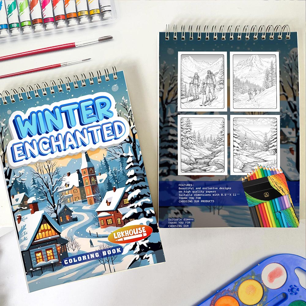 LBKHOUSE Winter Enchanted Spiral Coloring Book For Adults