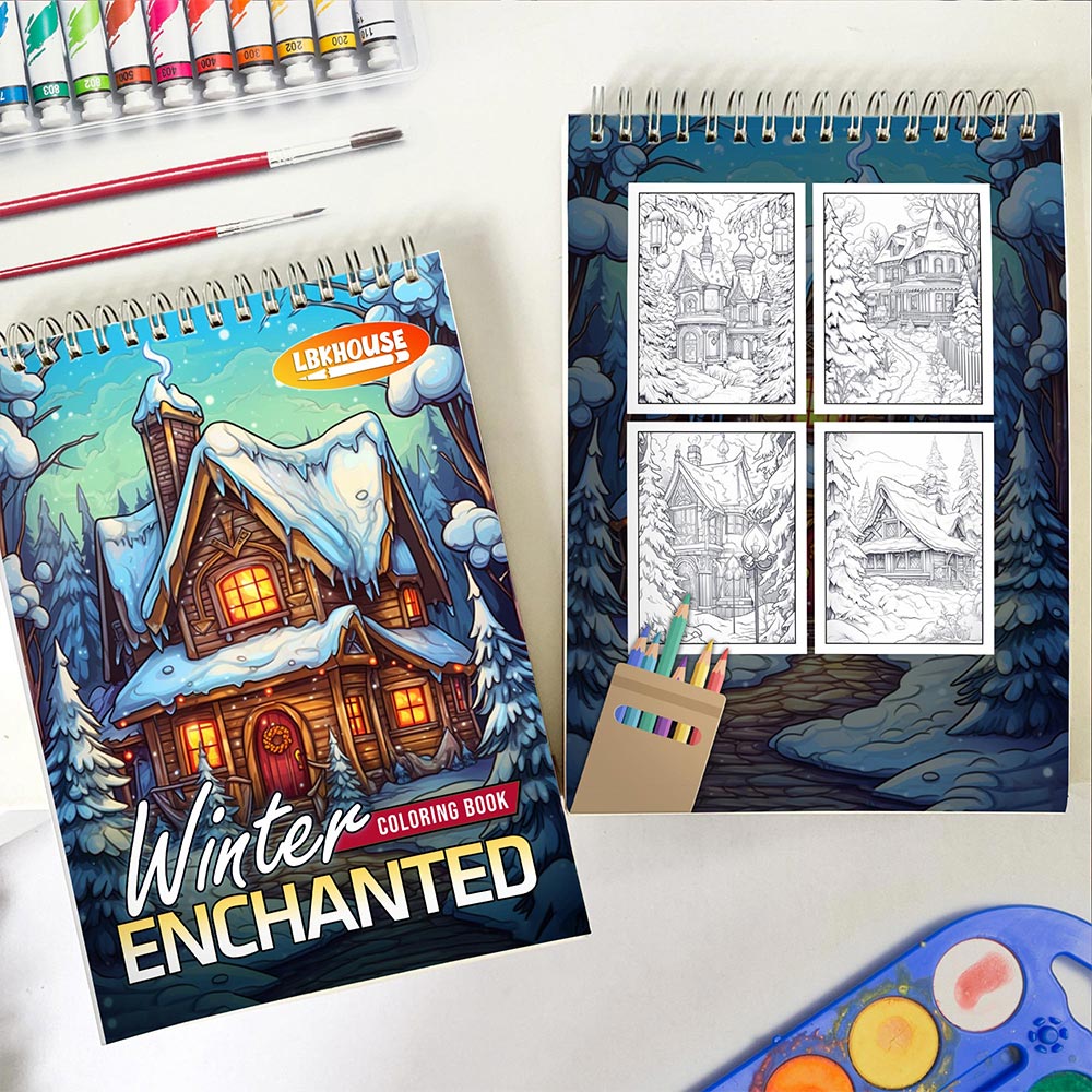 LBKHOUSE Winter Enchanted Spiral Coloring Book For Adults