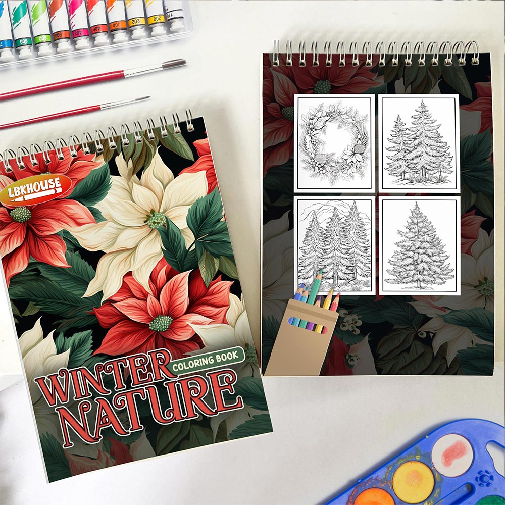 LBKHOUSE Winter Nature Spiral Coloring Book for Adults