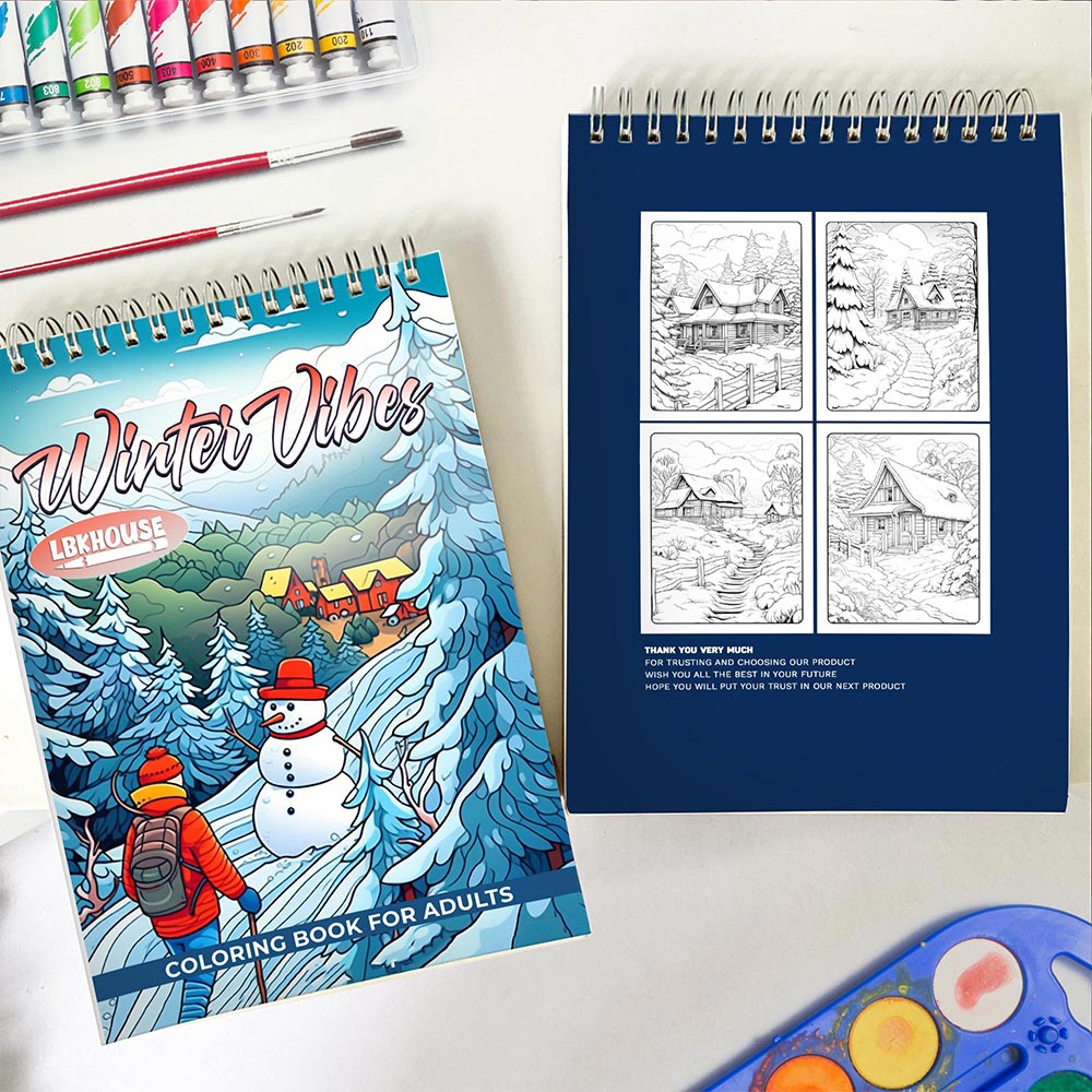 LBKHOUSE Winter Vibes Spiral Coloring Book For Adults