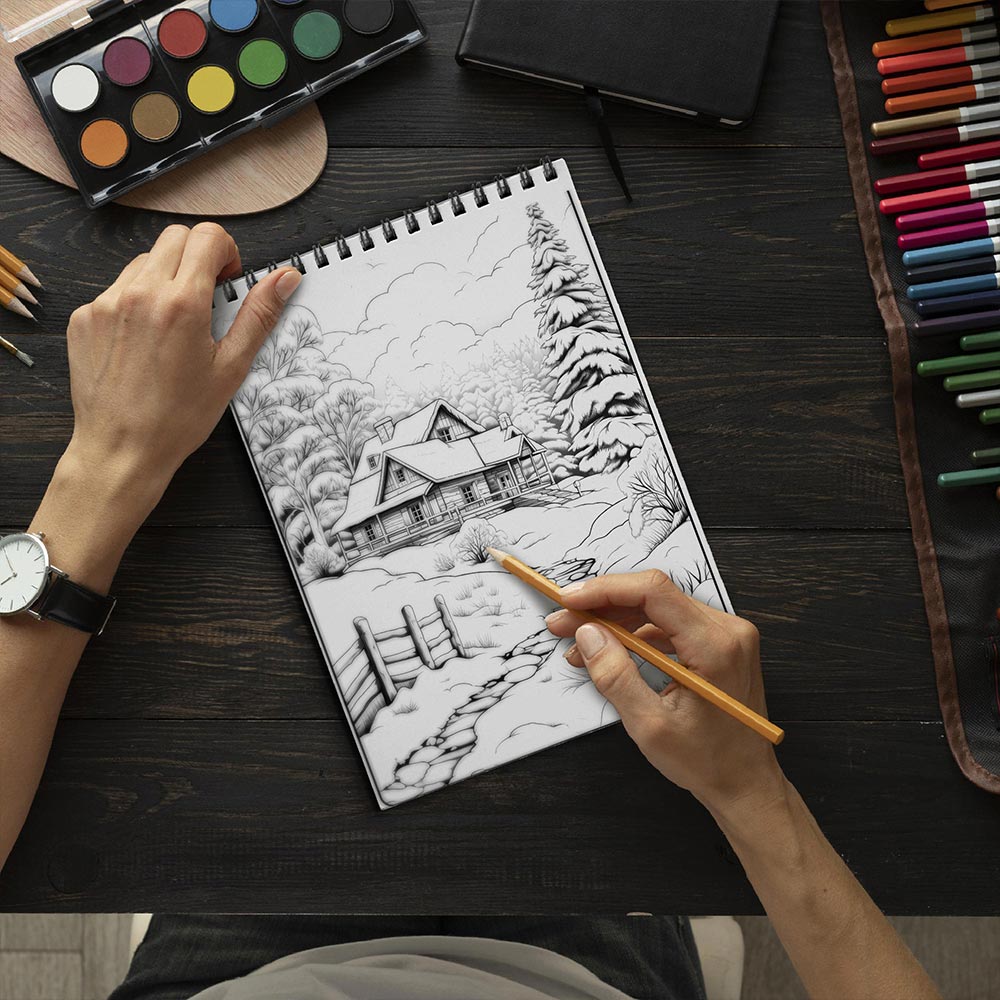 LBKHOUSE Winter Vibes Coloring Book Spiral Bound For Adults