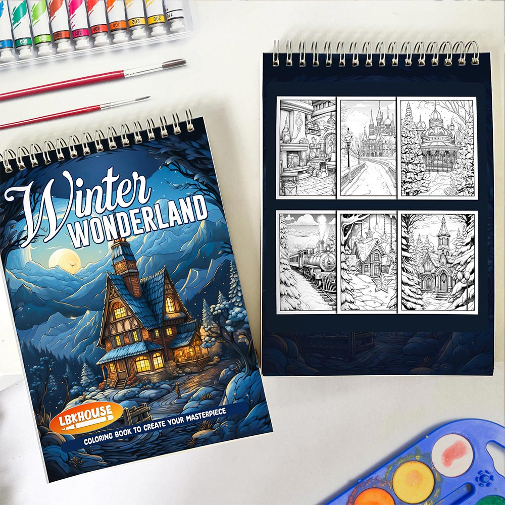 LBKHOUSE Winter Wonderland Spiral Coloring Book For Adults