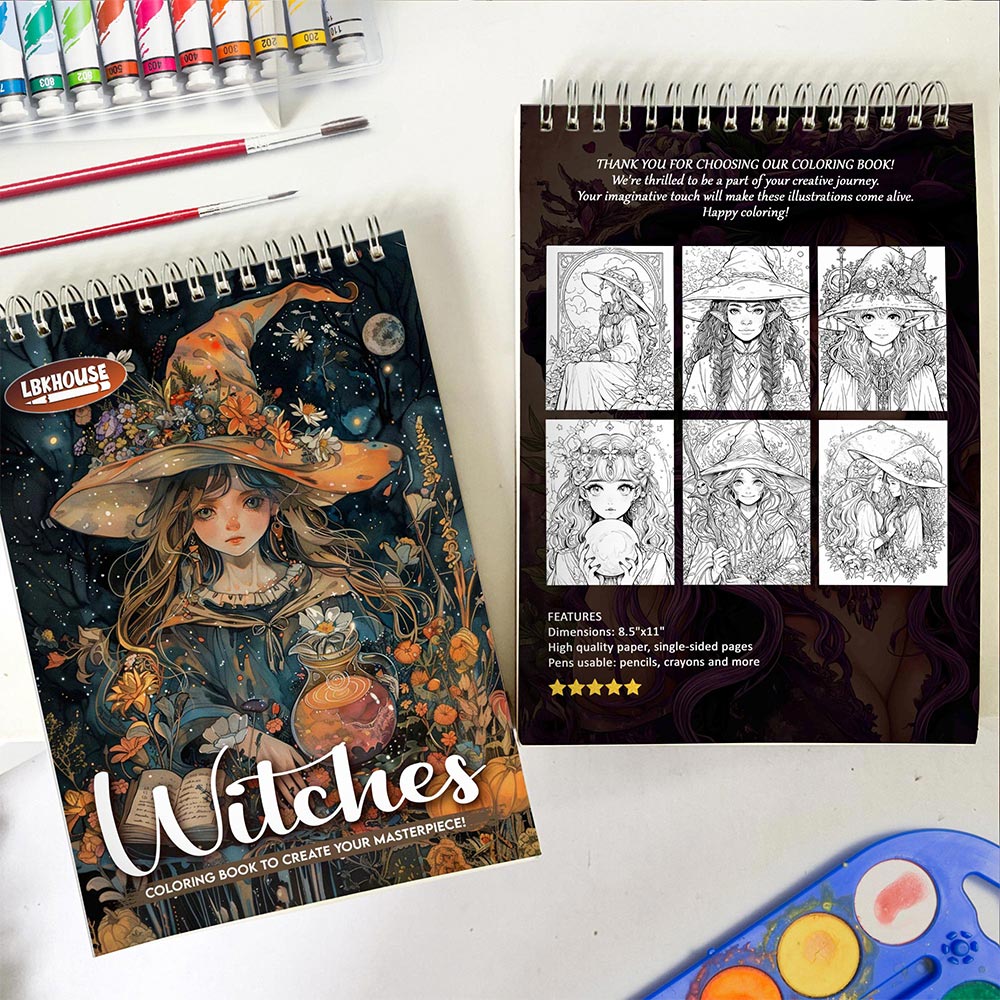 LBKHOUSE Witches Spiral Coloring Book for Adult