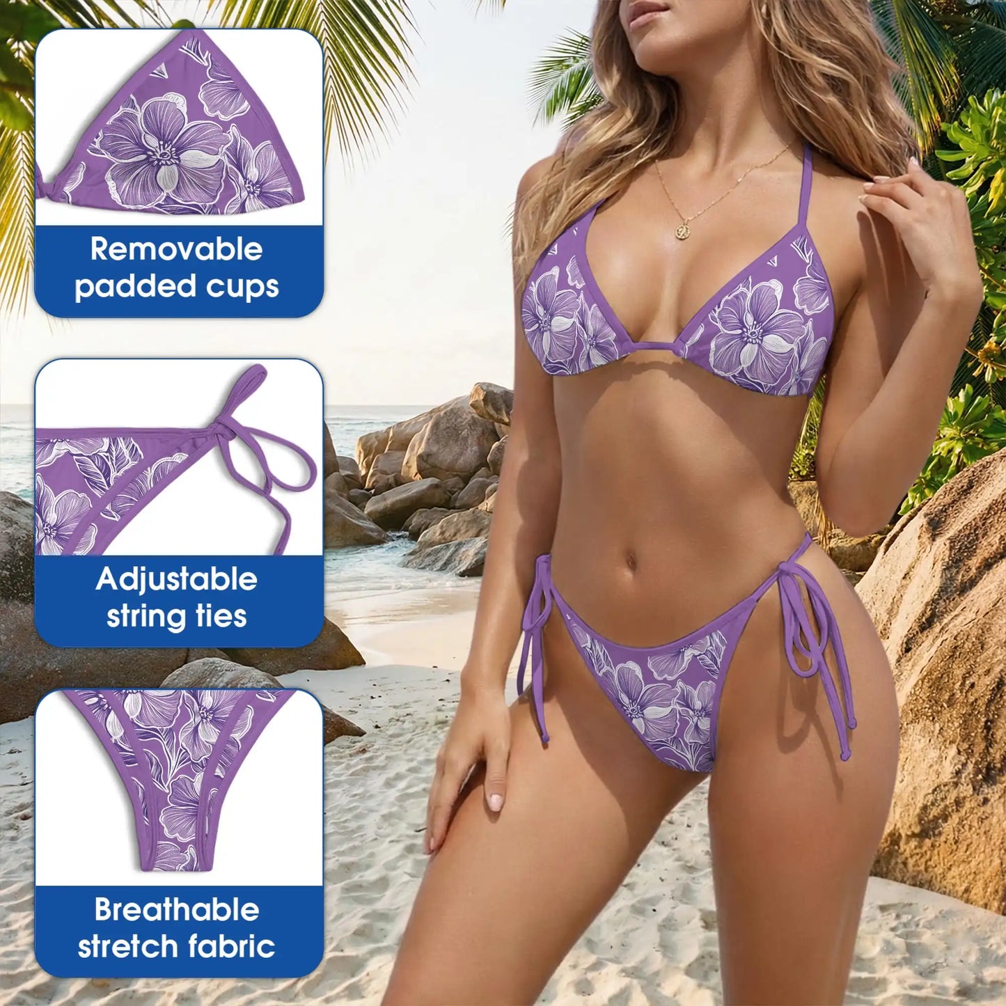 Hibiscus Bikini Set – Tropical Floral Two Piece Swimsuit | Netecom