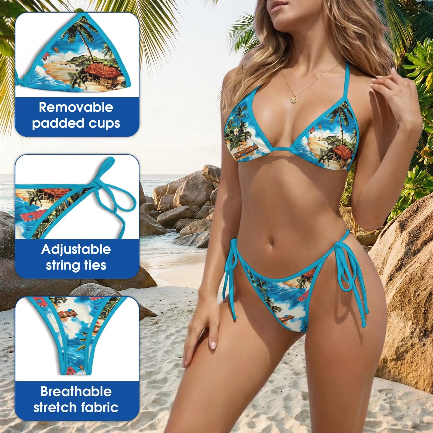 Cornhole Bikini Set – Tropical Beach Two Piece Swimsuit | Netecom