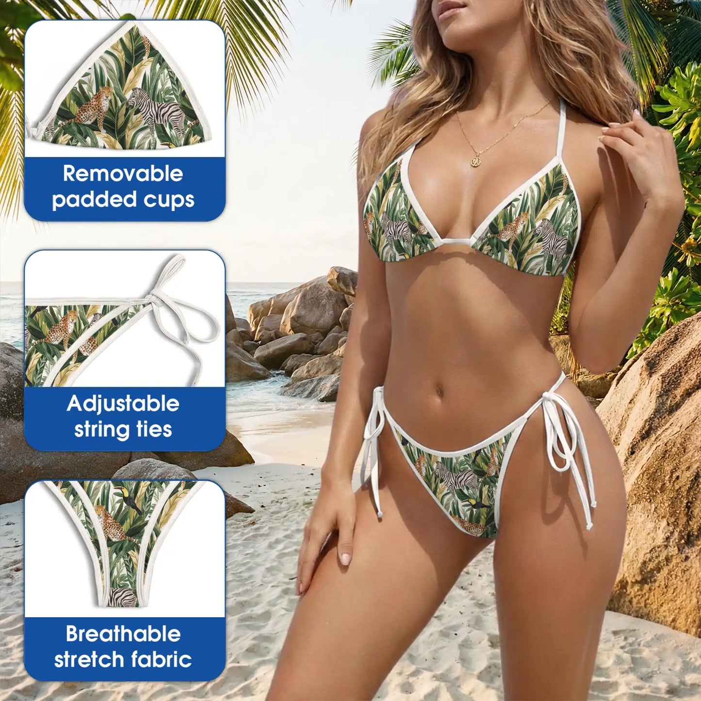 Wild Animals Bikini Set – Tropical Safari Two Piece Swimsuit | Netecom