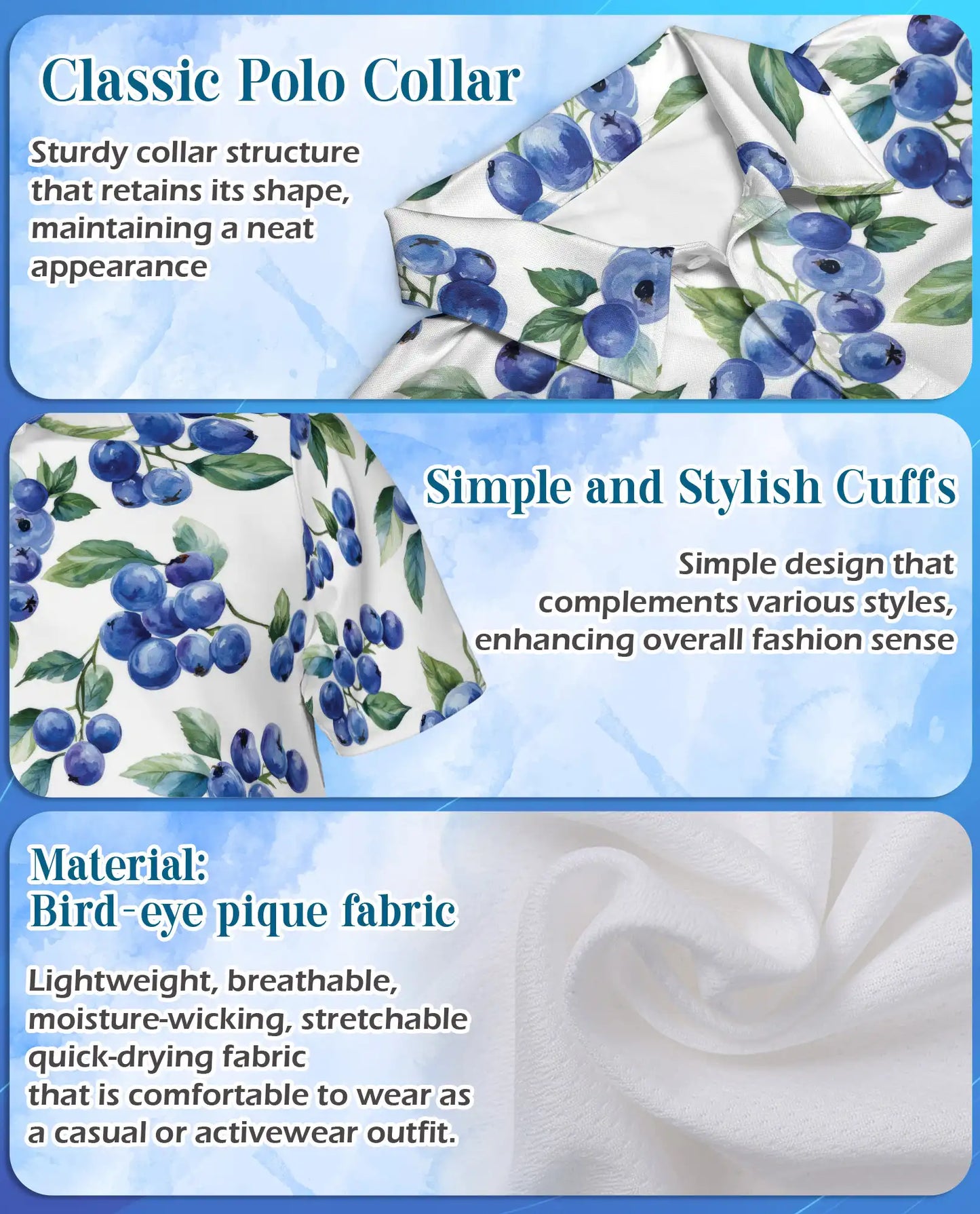 Blueberry Fruit Hawaiian Polo Shirt for Men – Tropical Summer Style | Netecom